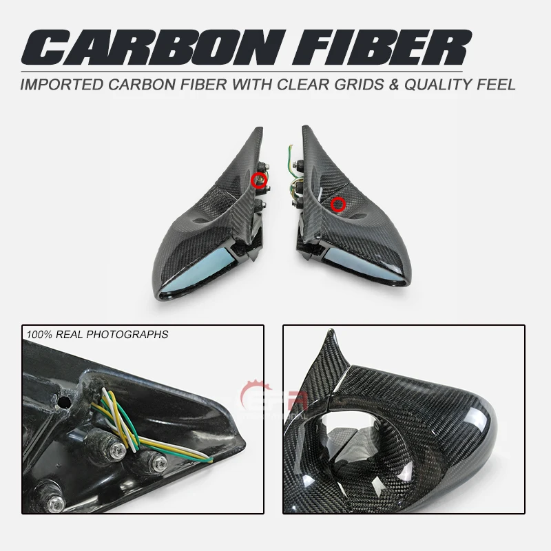 スカイラインR32 GTR GTSエアロミラー（右ハンドル車）用カーボンファイバー製カーパーツ