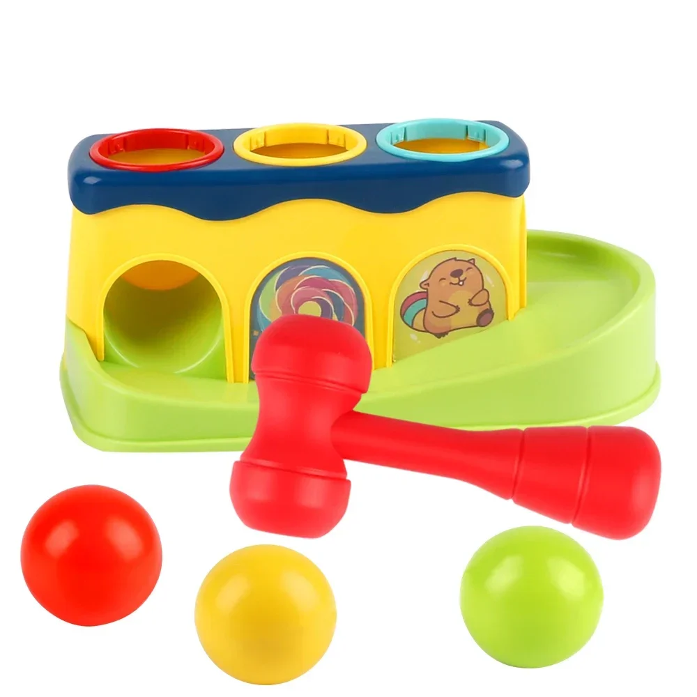 

Baby with Hammer Tool Pop-up Toys Children's Preschool Educational Toys Stacking Hand Hammer Ball Box Game Gifts for Boys Girls