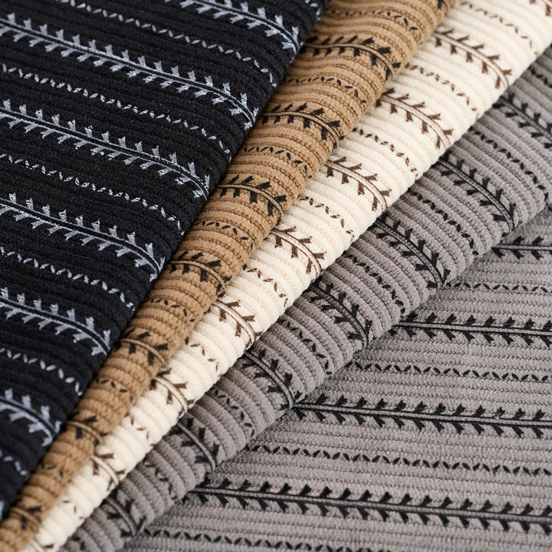 0,5/1/2m Kordstoff mit Weizenähren-Druck, Herbst-Winter, grober Samt, Streifenmuster, weich, elastisch, zum Nähen von Mänteln und Jacken – Detail 1