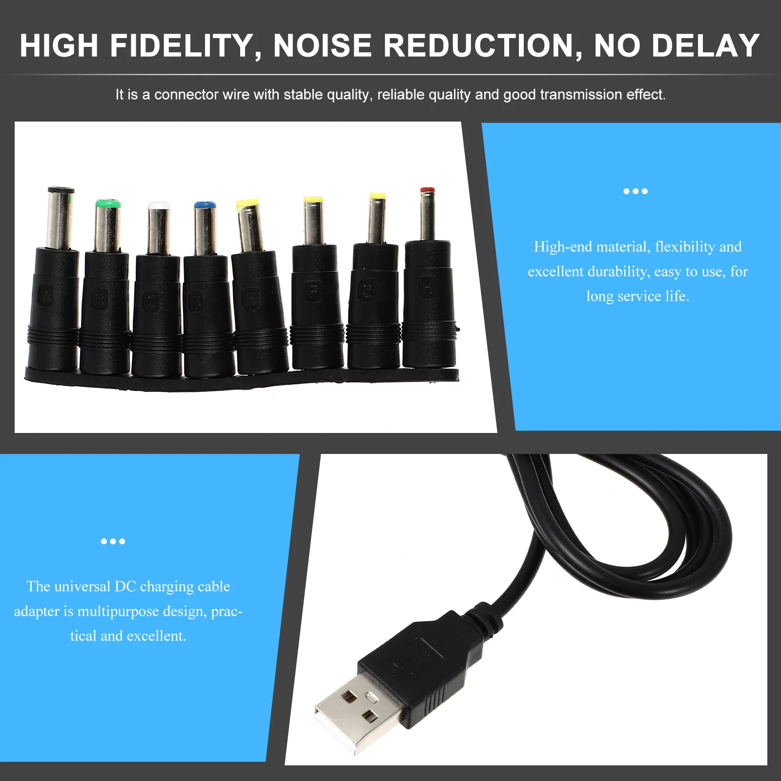 Adaptateur de câble universel DC, 1 ensemble, cordon d'alimentation USB vers DC Durable, Protection contre les surcharges, Insertion facile, résistance aux hautes températures pour appareil photo