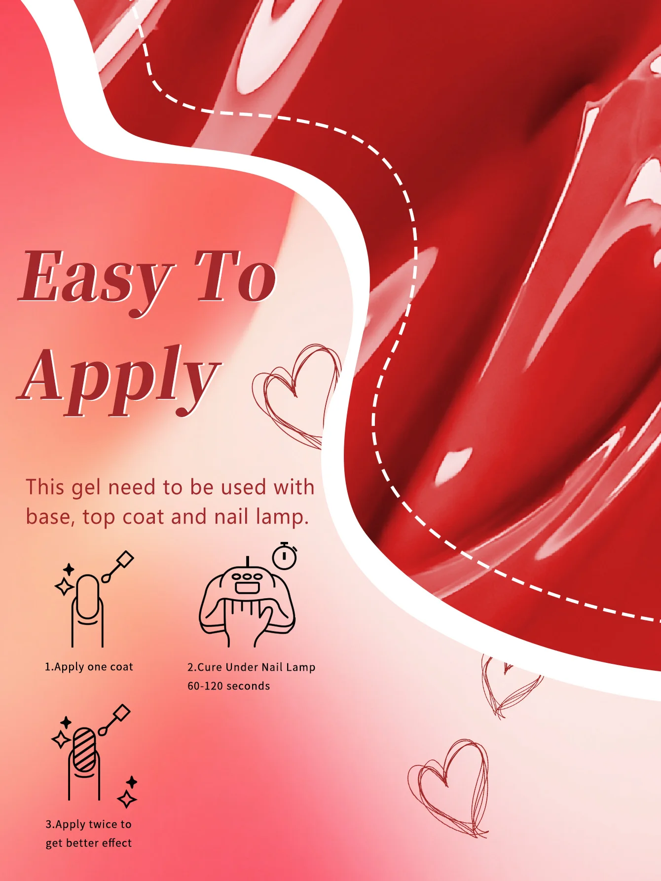 طقم طلاء أظافر جل مكون من 7 قطع من فوكي، باللون الأحمر، مناسب للاستخدام المنزلي، بالإضافة إلى هدايا عيد الميلاد/عيد الحب