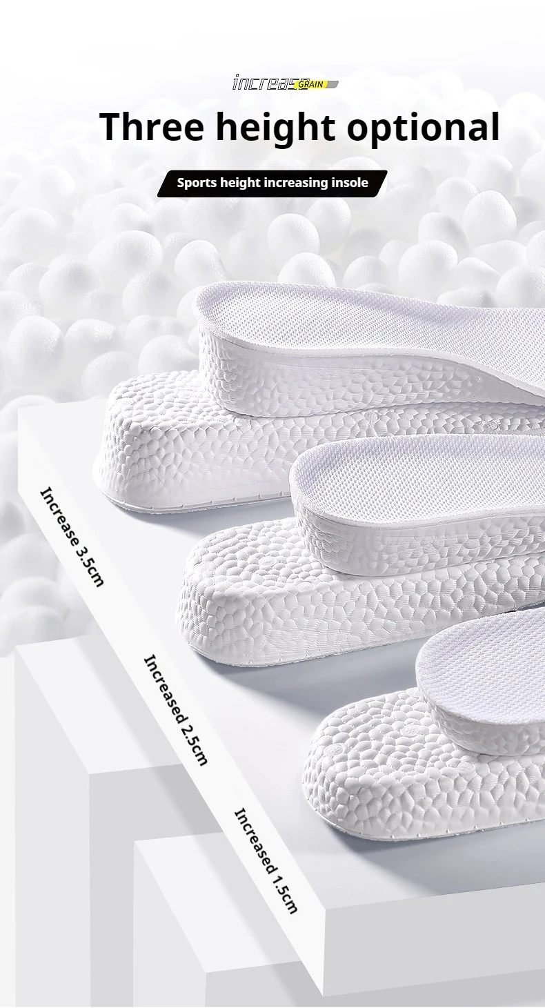 Höhenverstellbare Einlegesohlen für Damen und Herren, stoßdämpfende Sporteinlagen, elastische Sohlen, Fußgewölbestütze, bequeme Schuhpolster, 1 Paar. – Detail 6