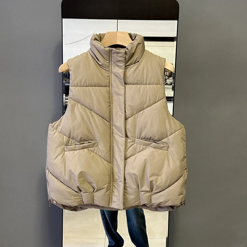 

Новинка 2023 года, осенне-зимний теплый женский жилет, куртки, повседневный модный женский универсальный жилет без рукавов с воротником-стойкой на молнии