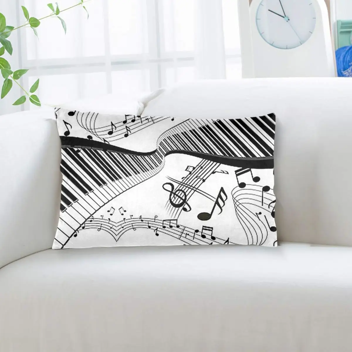 Abstract Piano Keys With Musical Notes Rectangle Pillowcase Cushion Cover Decorative Bedroom Bed Home Comfort Throw Pillow