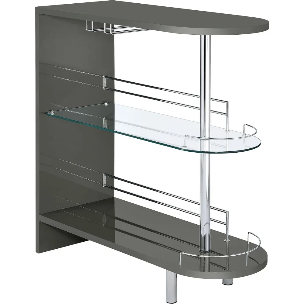 

Coaster Home Furnishings Adolfo Rectangular 2-Tier Home Bar Table Grey High Gloss 101073