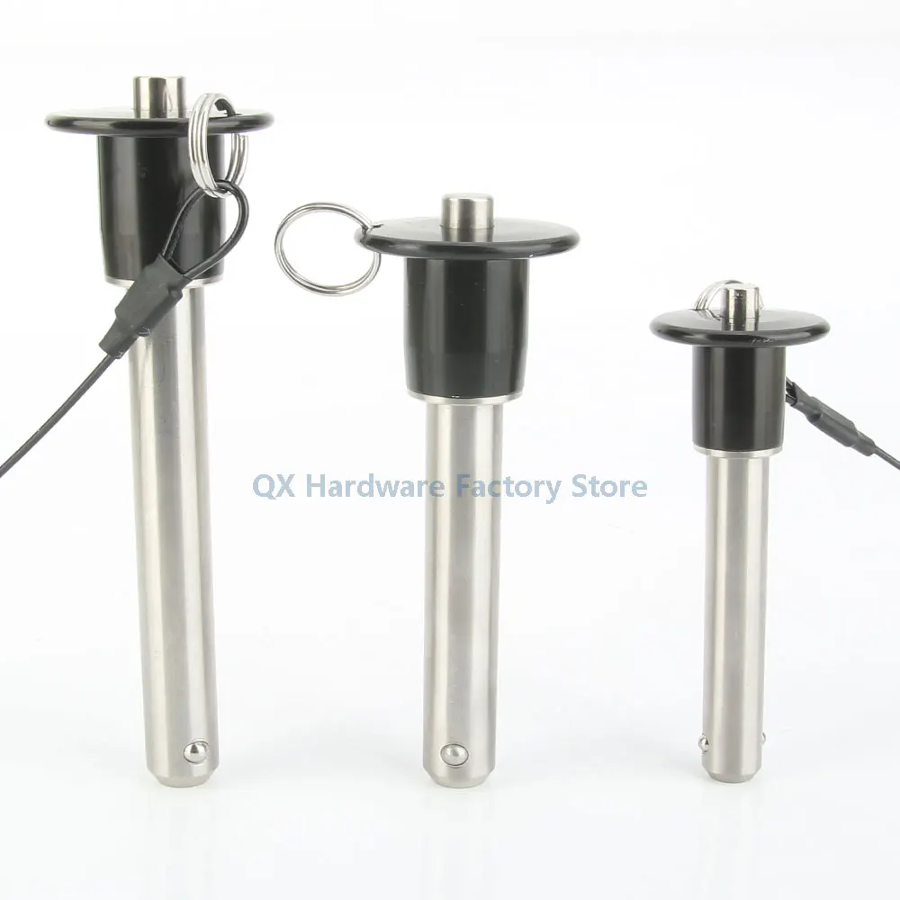 QX011 Stainless Steel Spring Load Detent Pin Button Handle Quick Release Ball Lock Pin With Fasten Rope For Positioning - Image 5