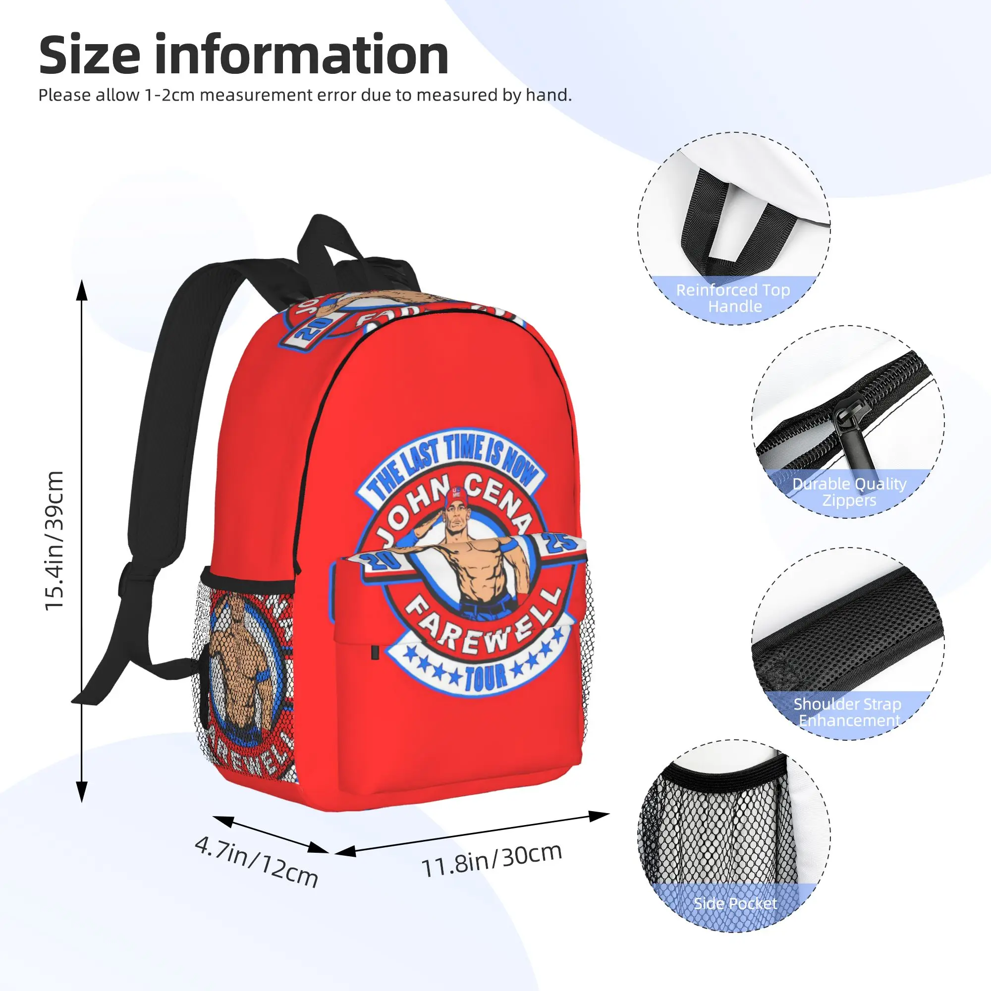 Aesthetic John Cena Netflix  Raw Backpack Hot Sale Daypack  Boys Girls BookBag Shoulder Bags for Men Women School Bag