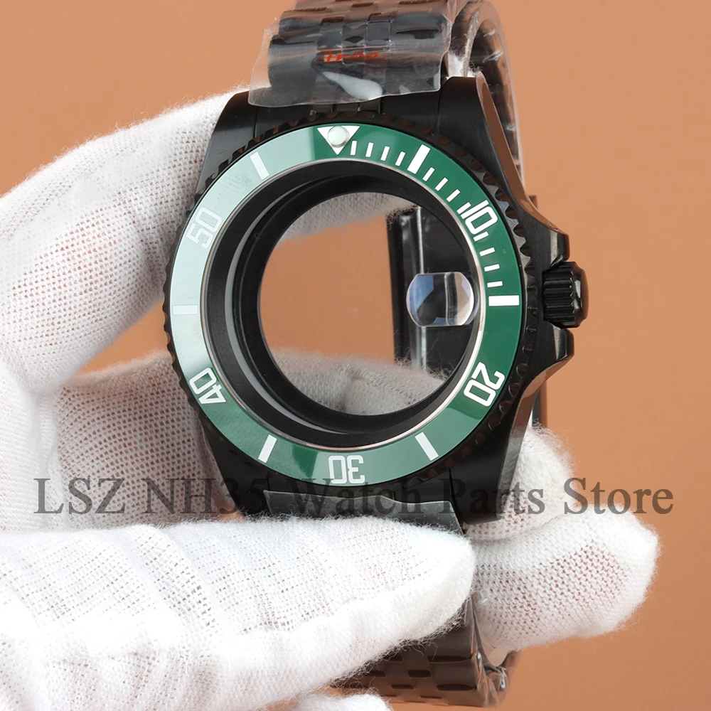 Black 40MM Watch Case Black Red Bezel Case Fit GMT NH34 NH35 NH36 NH38 Movement 316L Steel Jubilee Strap SUB YACHT-MASTER Case