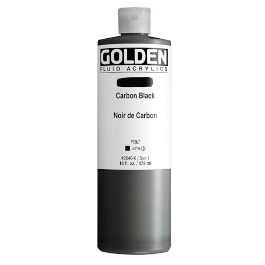 

Fluid Acrylics, Carbon Black, 16 fl. oz. Bottle, Professional Acrylic Paint, Opaque
