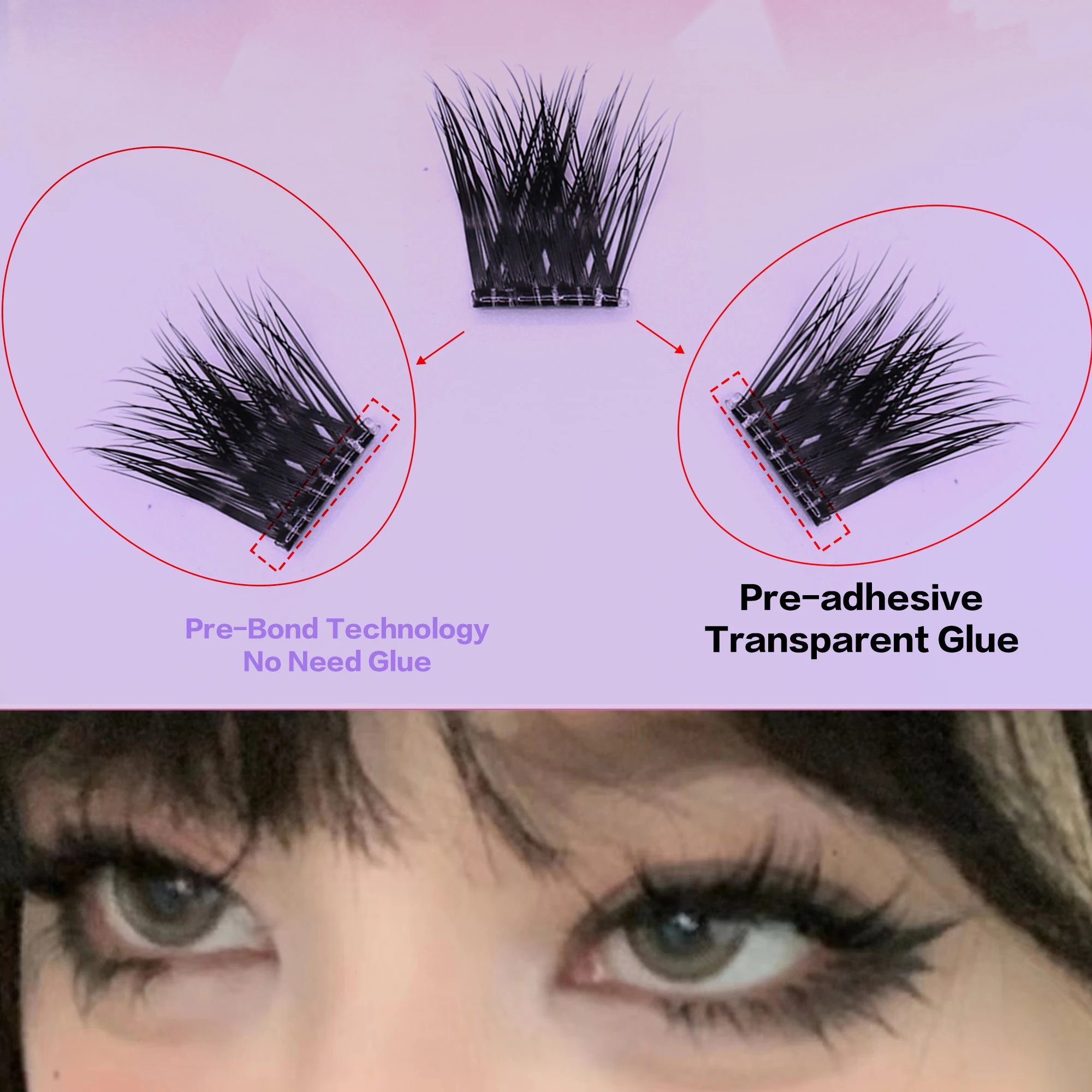 Best Selling Top Popular 6D 9D Fluffy Thick For Cosplay Glue Free DIY Cluster Lashes No-glue Need Lashes Extension Easy Apply
