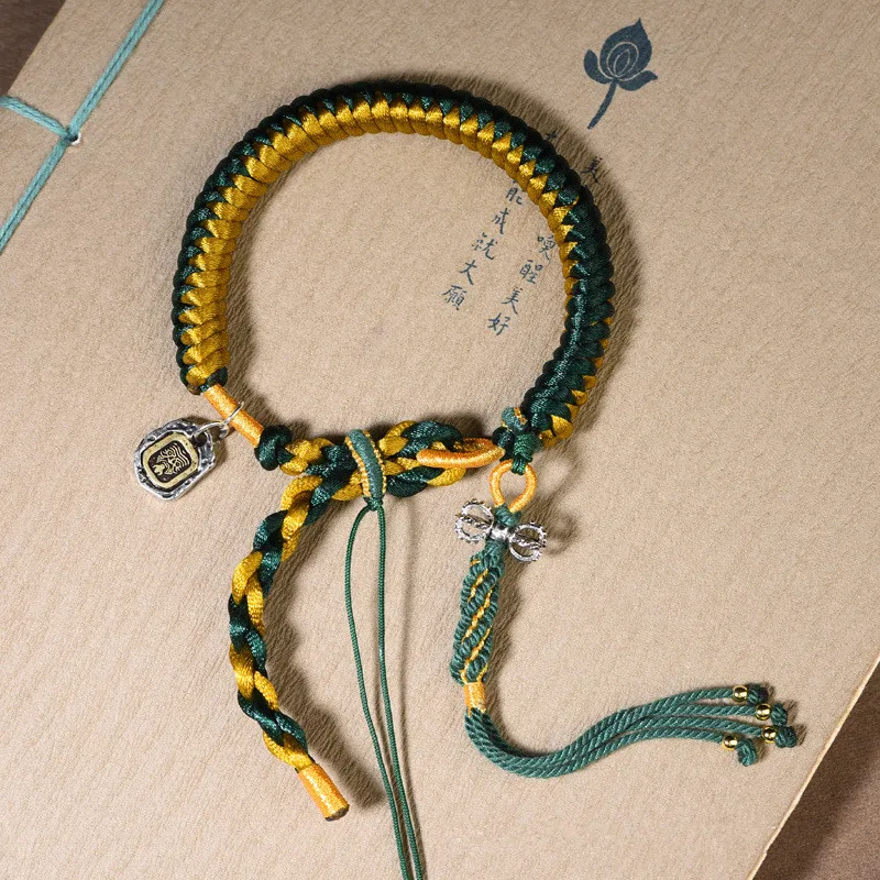 Tibetan-style Single-loop Bracelet Hand-woven Hand Rope Hand-painted Zakiram Tianzhu Tangka ka Wu box Ethnic Style Accessory