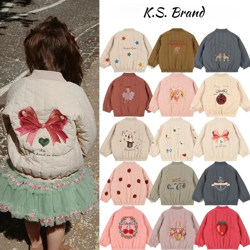 2025 KS Winter Baby Boys Cartoon Lambswool Jackets Kids Cotton Clothes Girls Jackets Outerwear Coats Boys Flight Suit Jackets