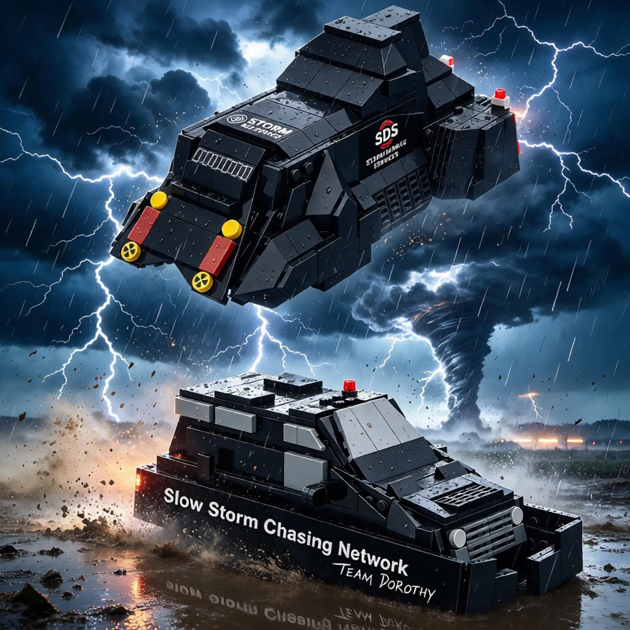 Dorothy Titus Tornado Interceptor Vehicle Mobile Deploy TIV2 Ruler 3 Storm Chaser Tornado Boxer Puncher Interceptor Bricks Model