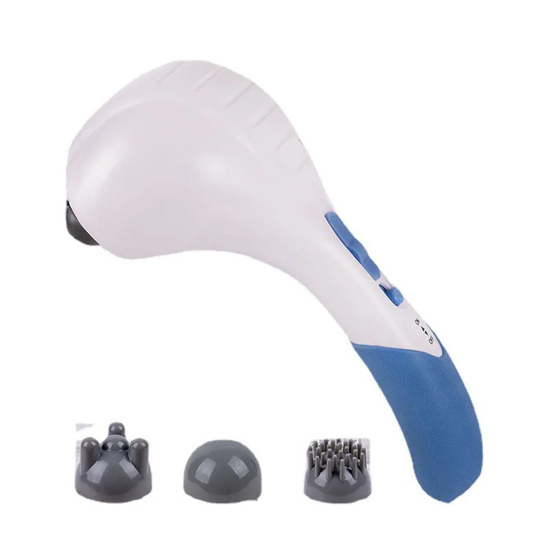 Electric Handheld Massager Hammer Vibrating Double Head Neck Back Body Cervical Vertebra Relax Stick Roller With 6 Massage Heads