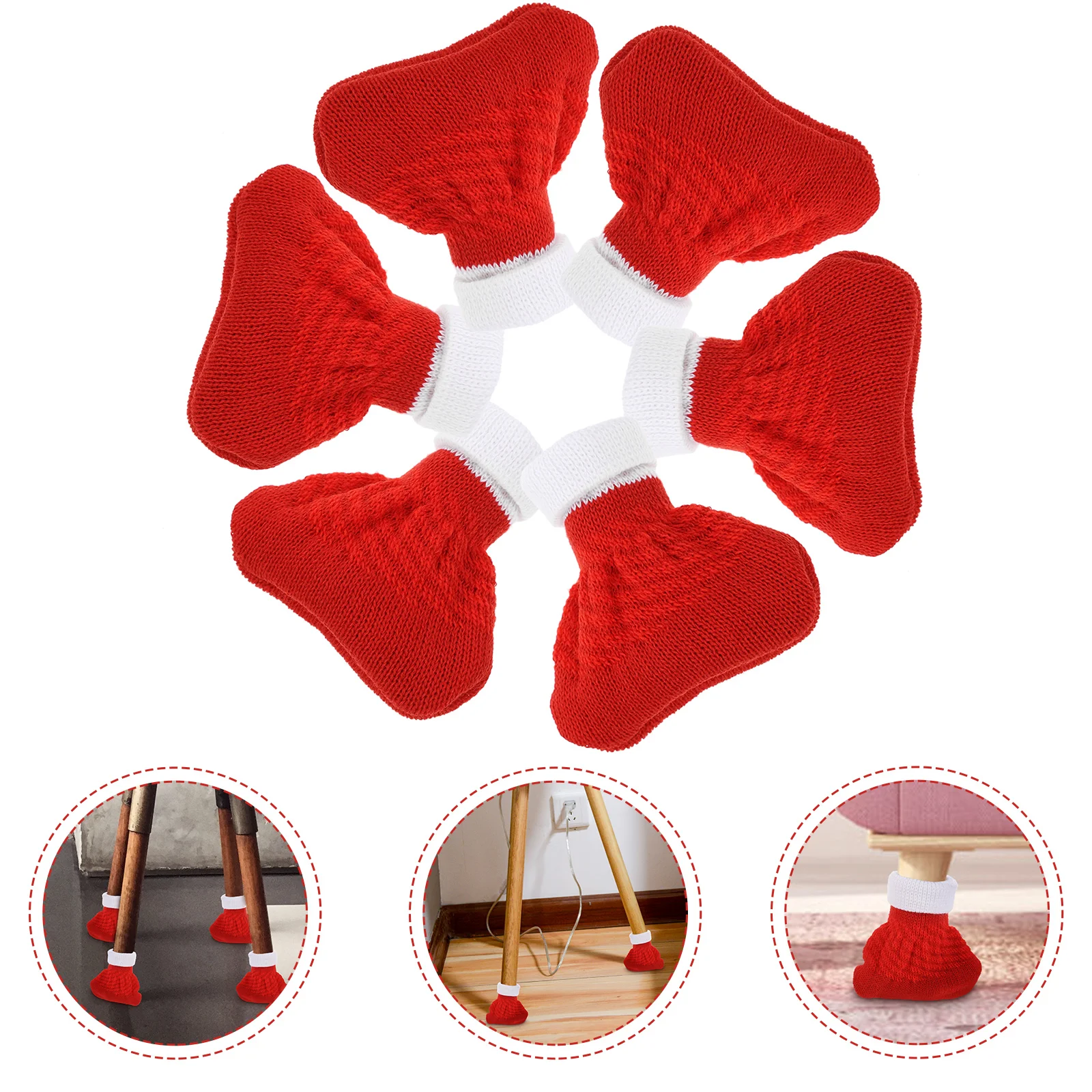 16 Pcs Christmas Furniture Feet Protectors Cover Party Decoration Table Leg Covers Sleeves Polyester Cotton