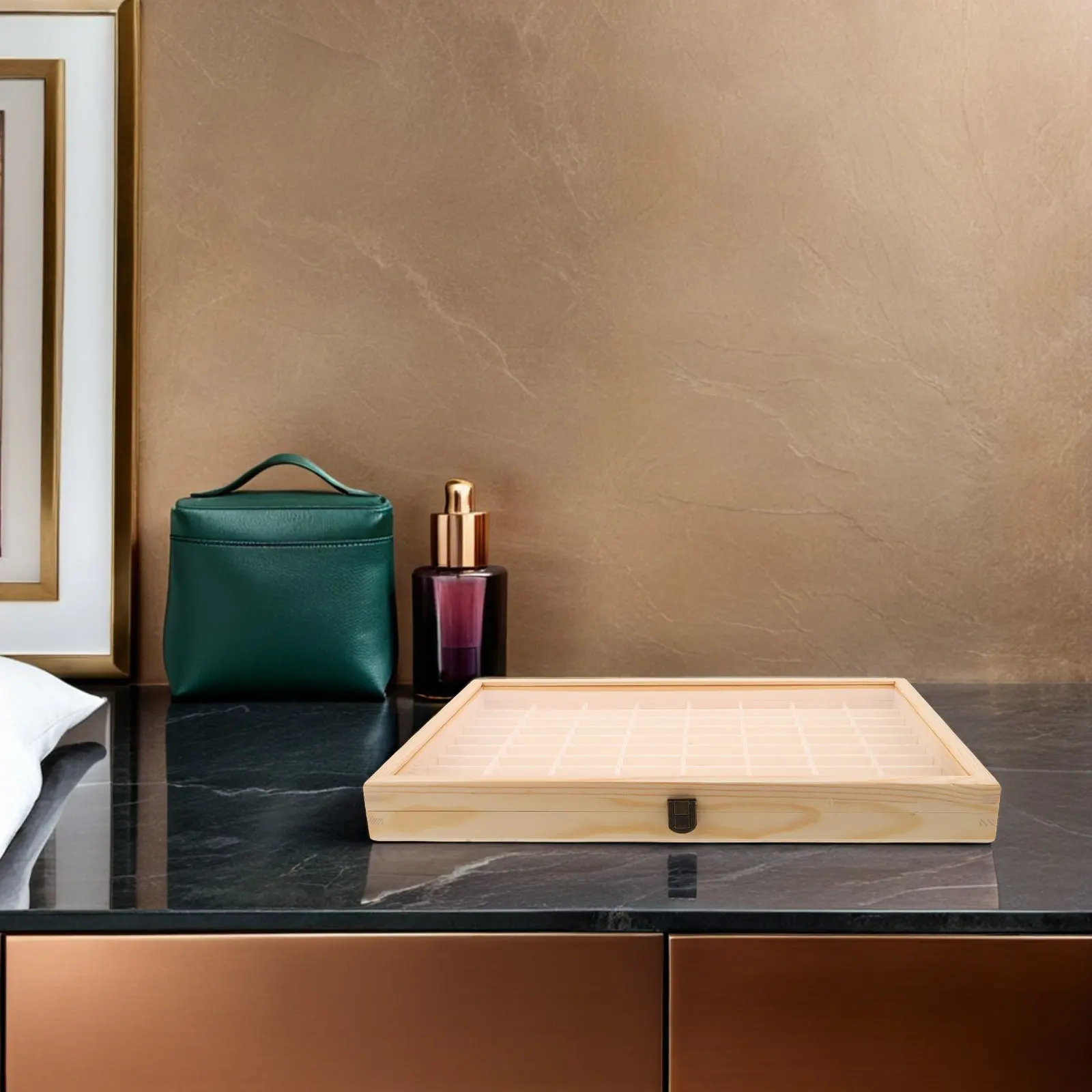 

Wooden Stone Collection Box 48 Compartments Lid Storage Case for Minerals Crystals Collections 13.7x10.6x1.9in Display Organizer