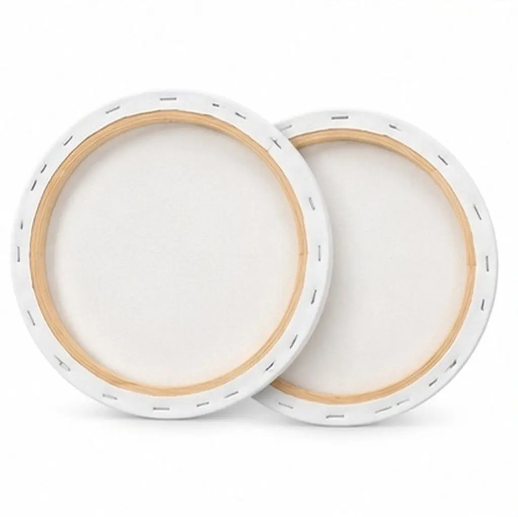 2Pcs Round Cotton Canvas Panel Painting Boards Blank for Oil Acrylic Artists 30Cm Circular Stretched Canvas Blank Painting Board