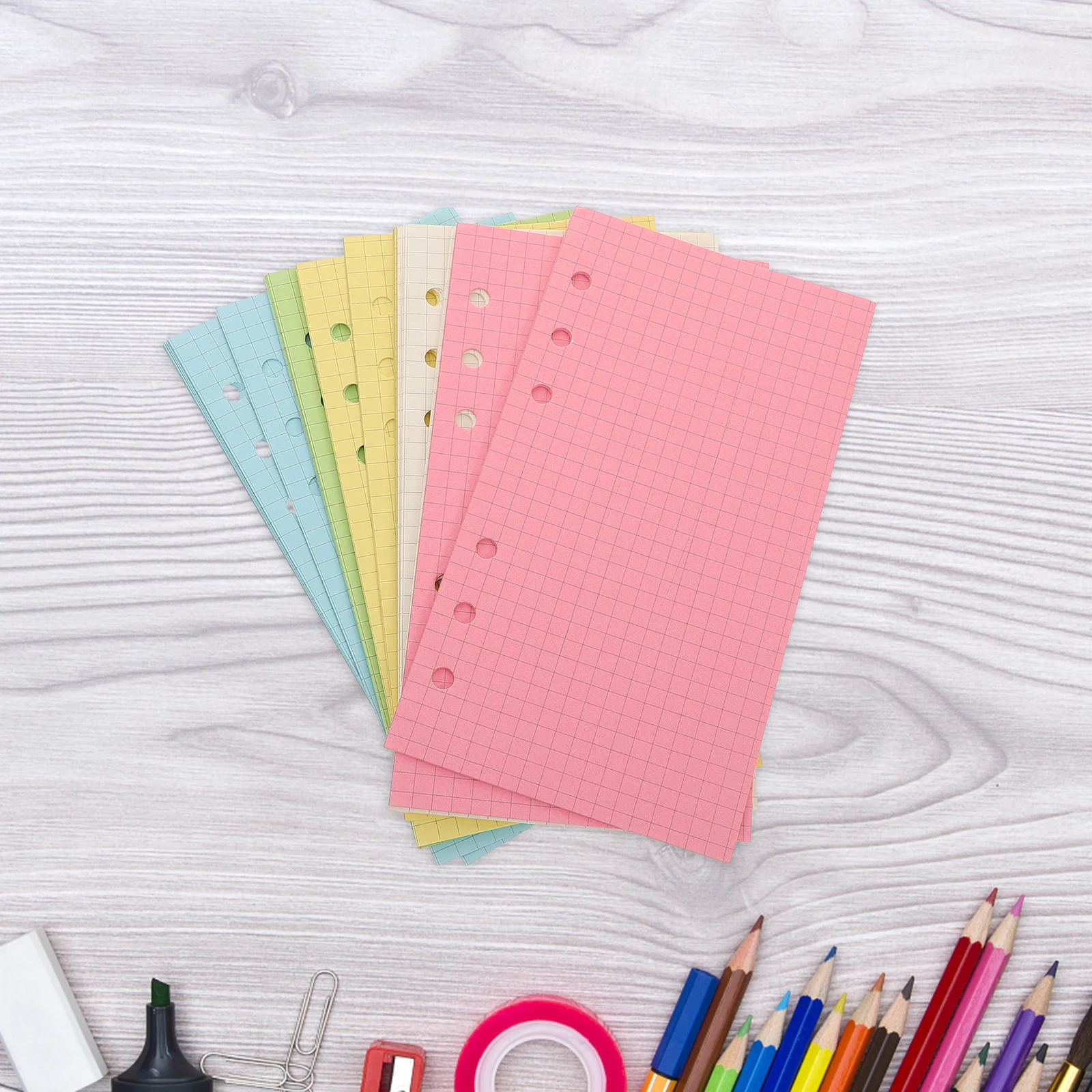 

250Pcs Loose-Leaf Planner Inserts Refillable Notebook Pages Six Hole Colorful Thick Paper A6 Size Notebook Accessories