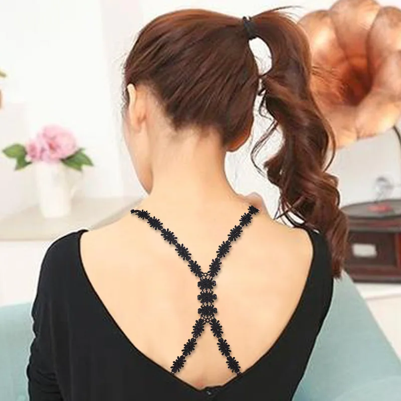 Sexy Lace Bra Straps Cross Flower Backless Invisible Shoulder Girdle Shoulder Straps Underwear Straps Intimate Accessories