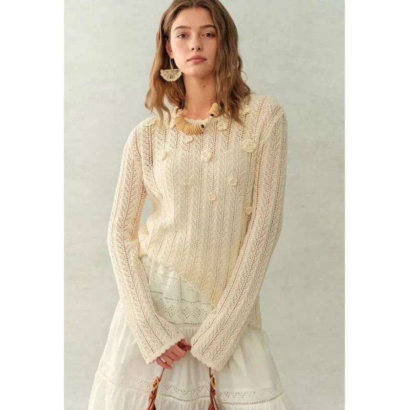 

Women French Vintage Cotton Hand Crochet Gentle Clothes