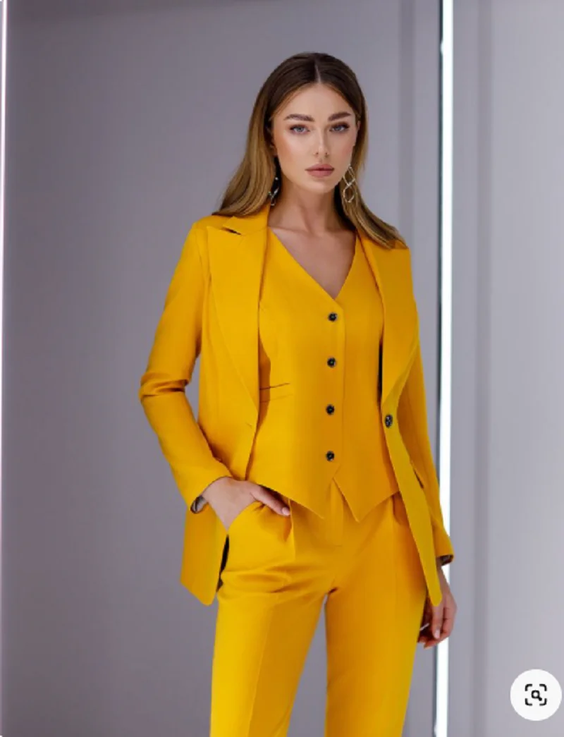 

Women's Serge Three Piece Suit Single Breasted Business Casual Pant Sets Women Summer Fashion 2024 Plus Size Sets Elegant Suits