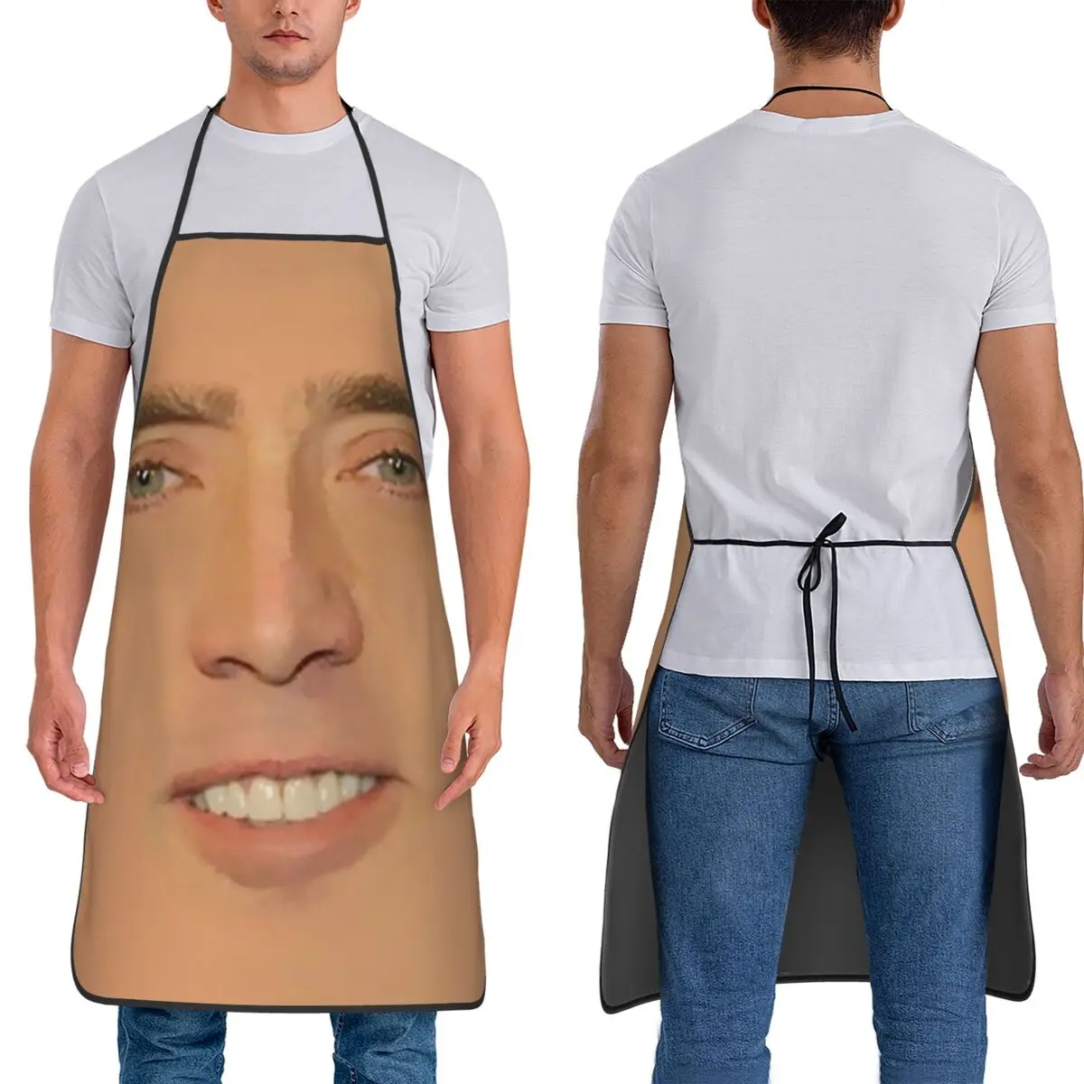 

Nicolas Cage Full Funny Face Apron Chef Baking Tablier Waterproof Bib Kitchen Cleaning Pinafore for Women Men Painting