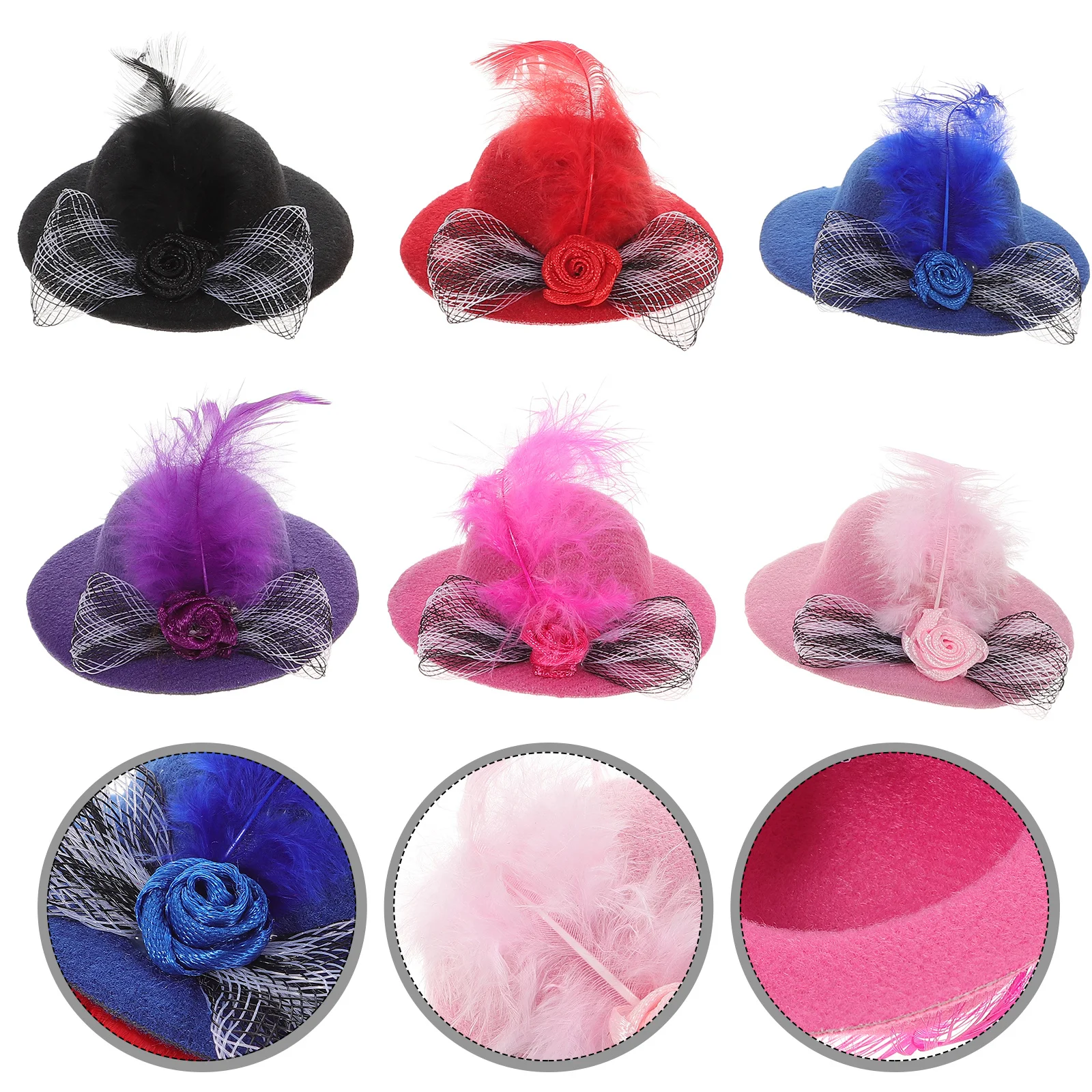 6 قطعة القبعات الصغيرة يتوهم القبعات المصغرة DIY بها بنفسك الحرف الشاي حفلة فستان قبعة اكسسوارات قبعة صغيرة الملحقات