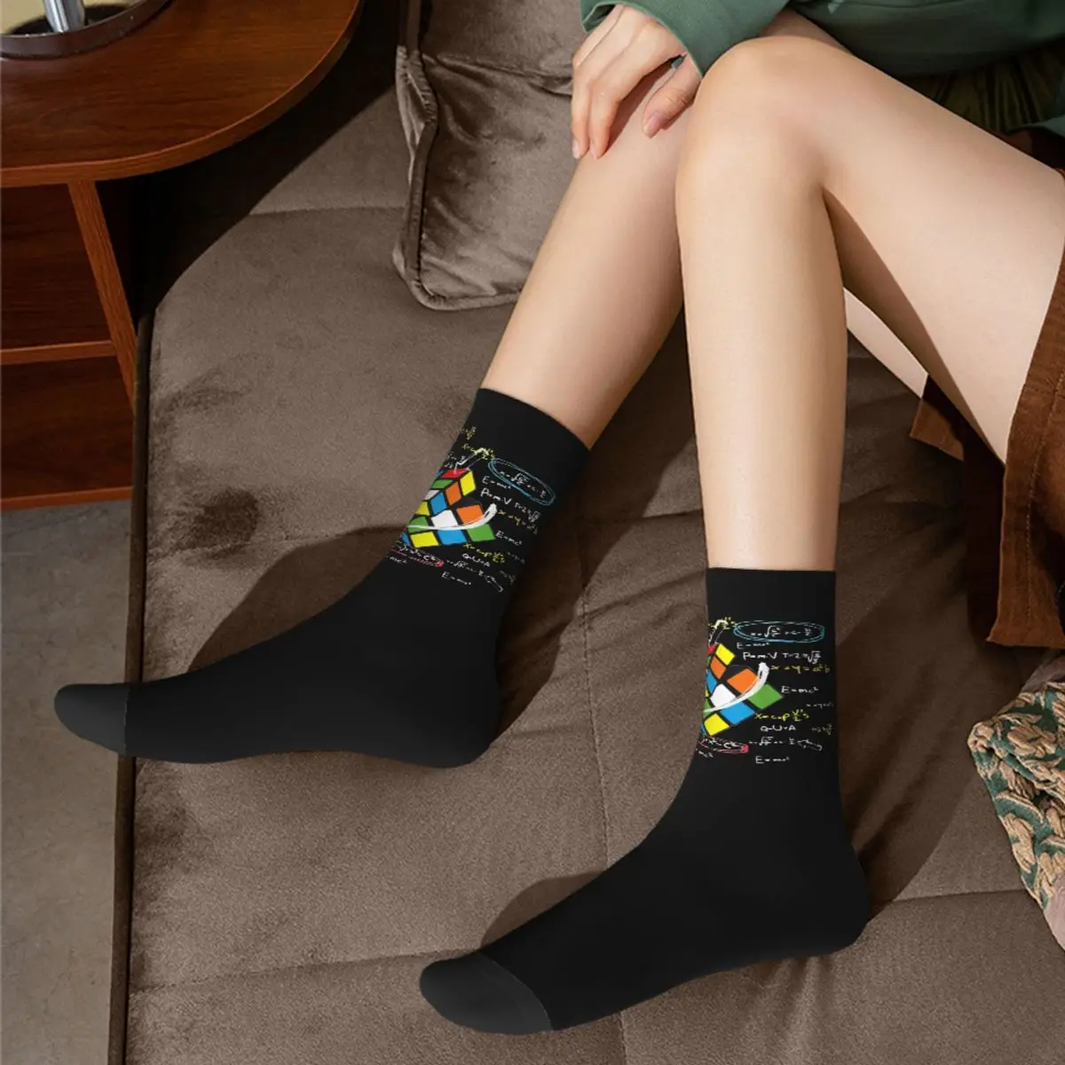 Math Rubik Rubics Player Cube Socks Men Women Funny Happy Math Lovers Socks Crazy Spring Summer Autumn Winter Middle Tube Socks