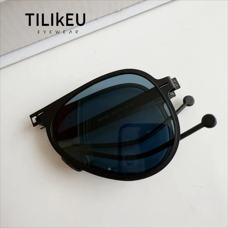 

New Ultra-thin Folding Polarized Sunglasses for Men 2026 Stainless Steel Pilot Driving Anti Glare Shades Luxury Sunglasses UV400