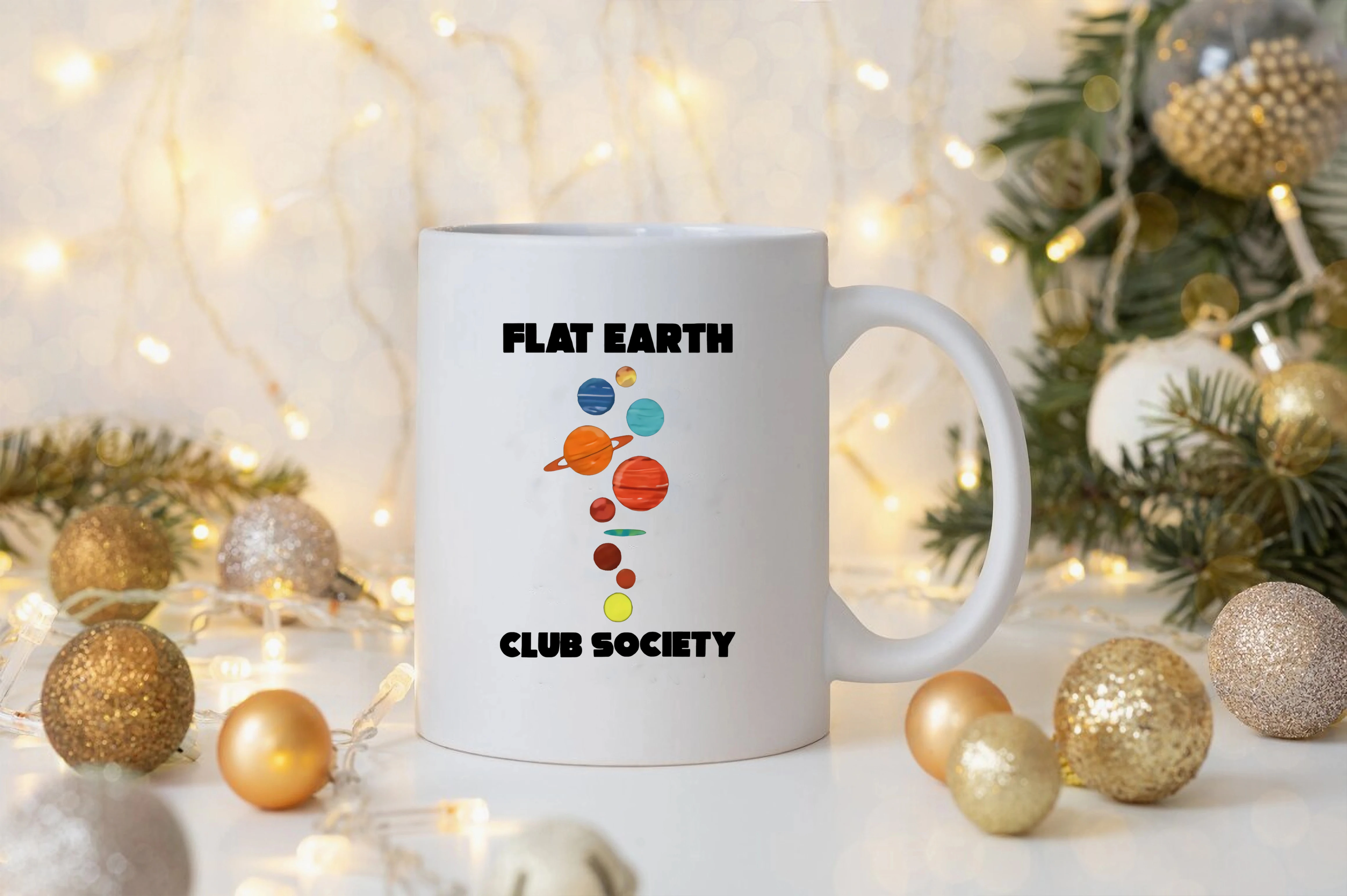 Flat Earth Club Society Colorful Planet Printing mug Women Elegant Ceramic Coffee Mug Flat Earth mugNASA Conspiracy Globe Lie