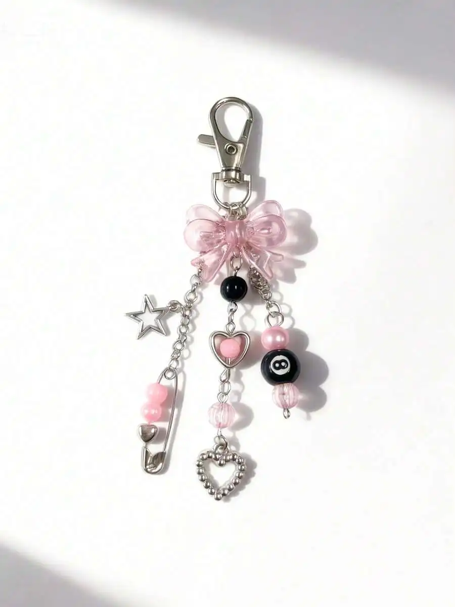 1pc Fashion Handmade Resin Bead Keychain - Punk Style, Women's Fashion Accessory Lobster Clasp Pendant Gifts For Mother, Father,
