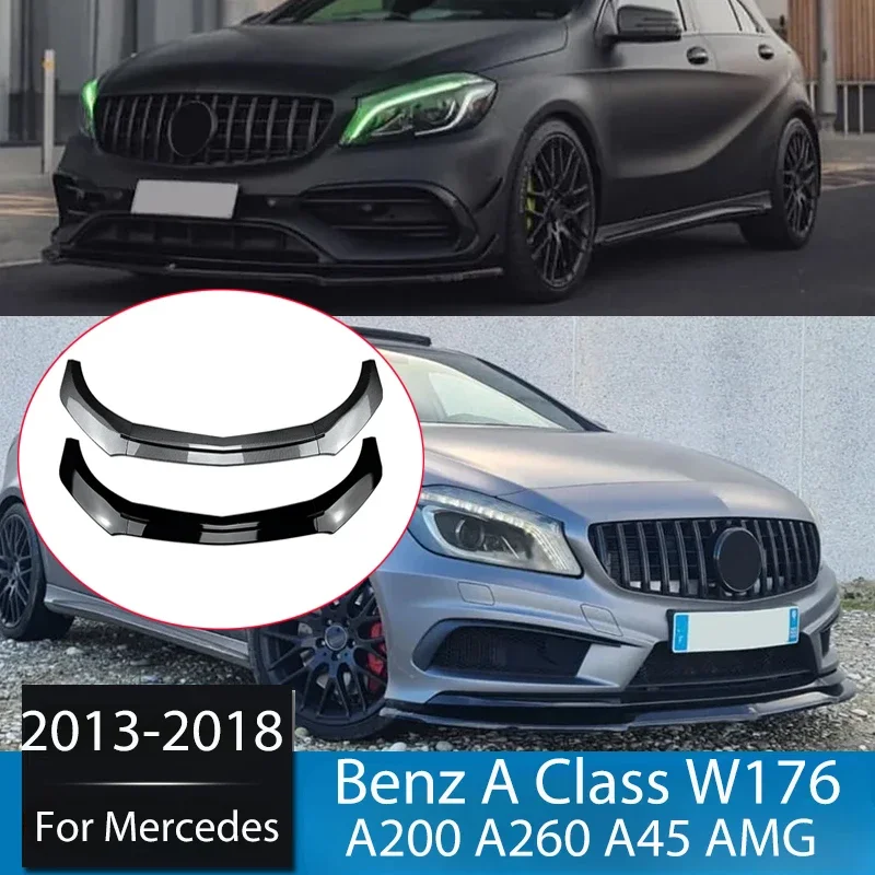 

Car Lower Front Bmuper Lip Spoiler for Mercedes Benz A Class W176 A200 A260 A45 AMG 2013-2018 Auto Body Kits Accessories Tuning
