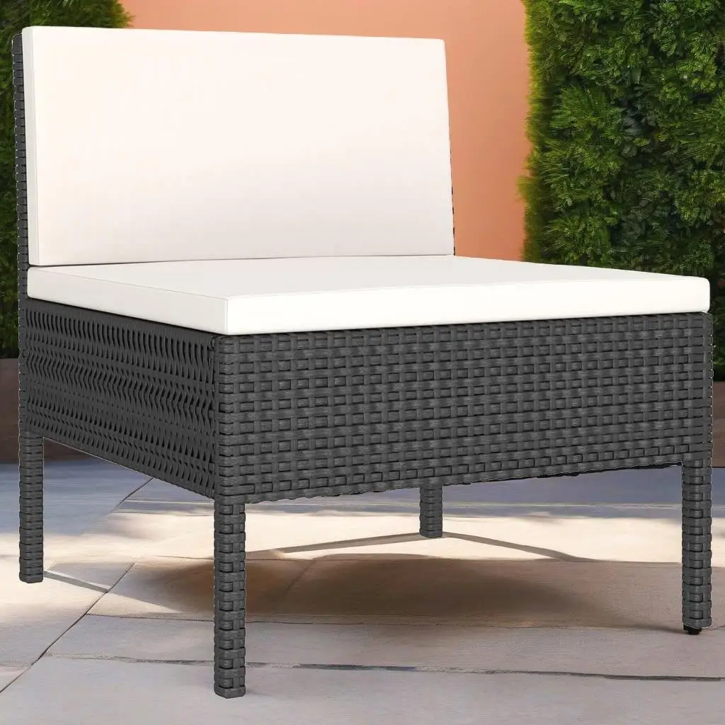 11-Piece Black Poly Rattan Patio Lounge Set with Cushions - Outdoor Furniture Collection