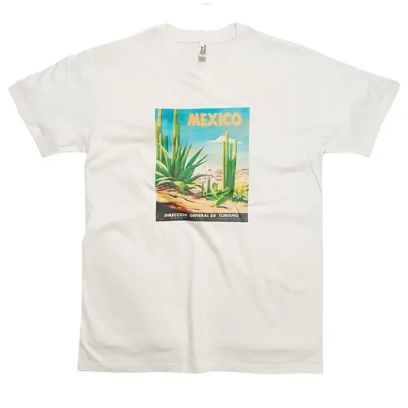 Mexico Travel Poster T Shirt Vintage Art Print Cactus