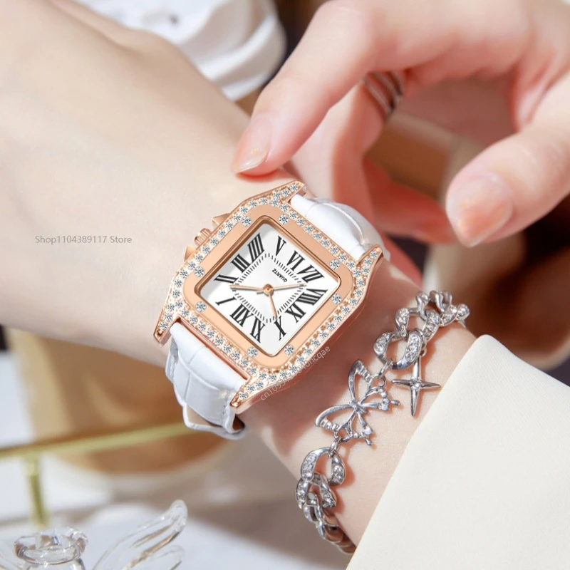 Reloj de mujer con esfera cuadrada, relojes de cuarzo, correa de cuero para mujer, reloj de pulsera de cuarzo de lujo, reloj elegante para mujer, reloj habсы Ж Sammaliе Нару