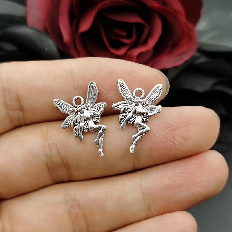 20pcs 15*21mm Charms Butterfly Fairy Angel Handmade Craft Pendant Making DIY Making Findings Handmade Tibetan Jewelry