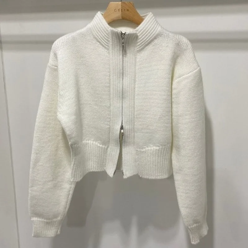 Imagem -06 - Cardigan Feminino Coreano Outono Grosso Malhas Vestuário Cabolsa Vintage Sólido Cardigans Colheita Topo de Malha Inverno Camisola Feminina 2023