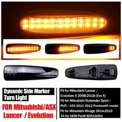 LED Side Fender Dynamic Turn Signal Light Marker Lamp For Mitsubishi Lancer Evolution Evo X Outlander Sport RVR ASX Mirage 2014+