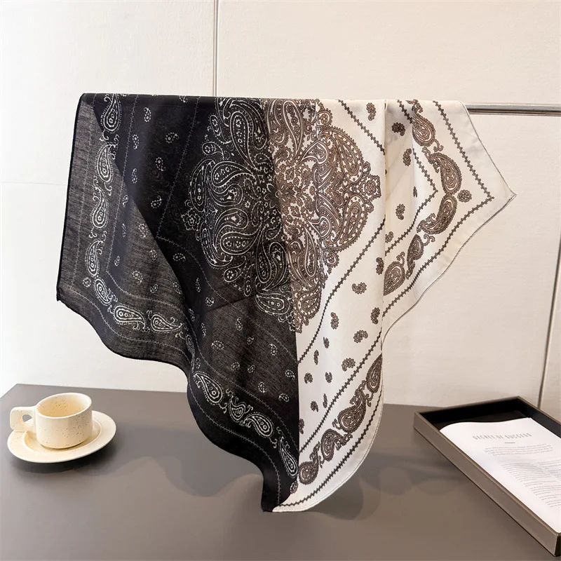 2025 Neue Nachahmung von Lenco De 68 cm Seda Feminino Lenco Quadrado Foulard Feminino Haarbänder Moda Floral