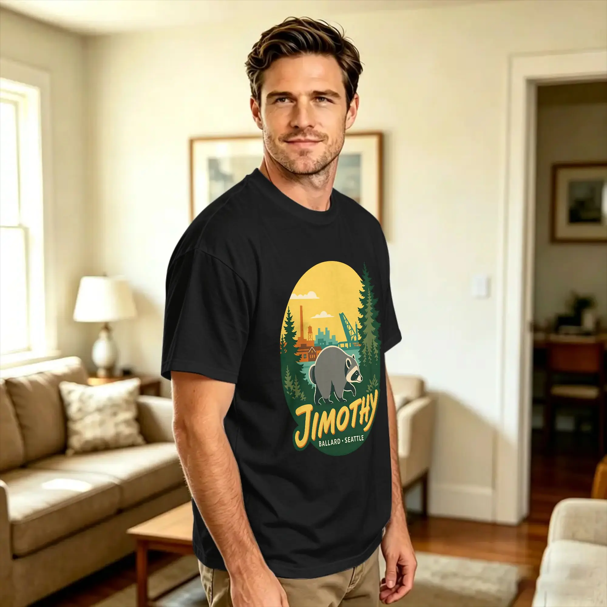 Jimothy Ballard Seattle Flat Retro Wildlife Design T Shirt  Harajuku T Shirts Short Sleeves Y2K Funny Tshirt Beach Cotton Tees