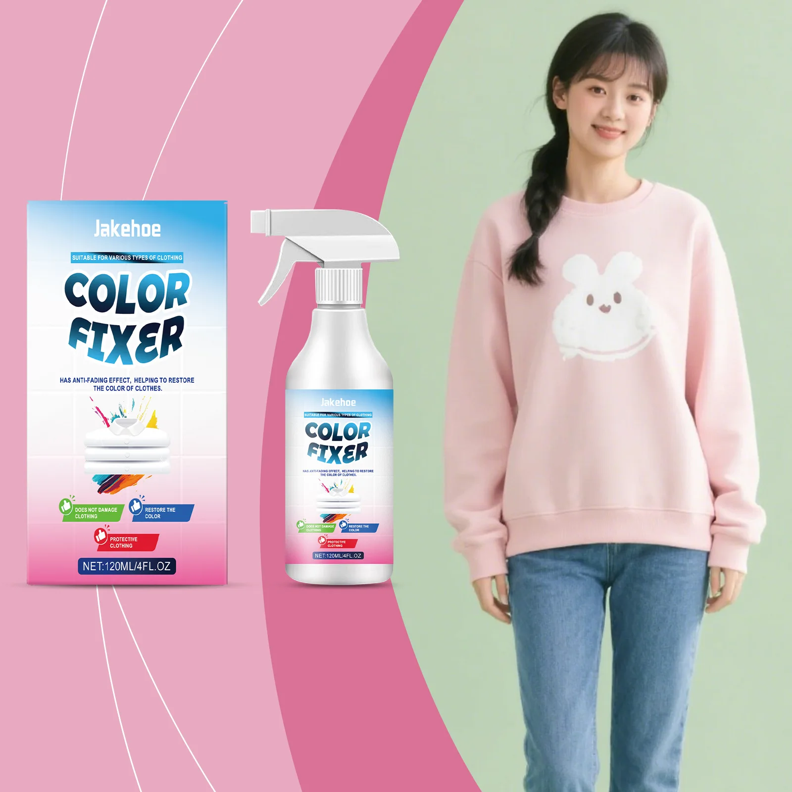 

JAKEHOE Color Fixer - Fabric Color Fading Repair Agent, Color Enhancement for Colored Clothes, Safe for Cotton/Linen/Synthetic