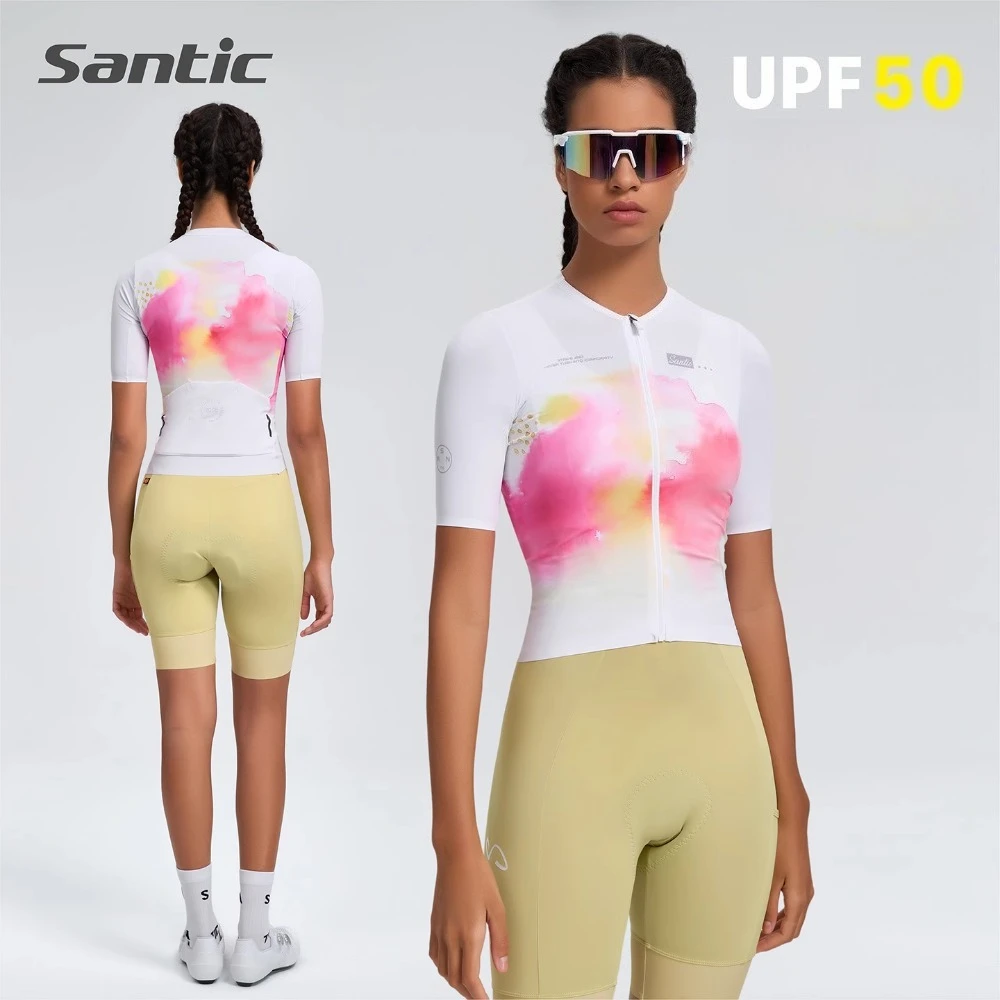 

Santic New Women's Summer Cycling Jerseys Short Sleeved Breathable Cycling Jerseys Quick Drying TL25C02253