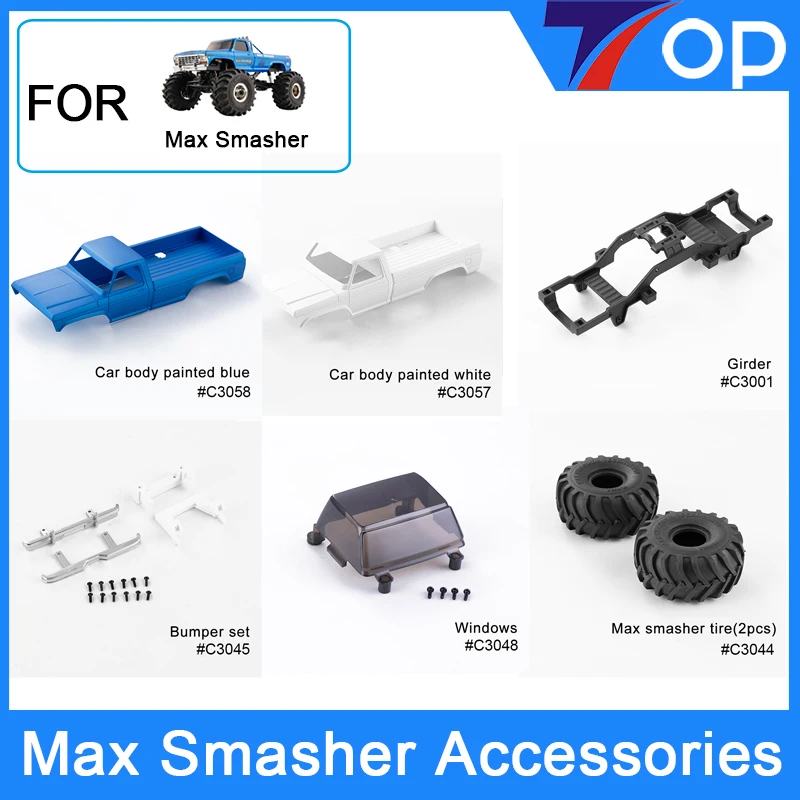 FMS 1/24 Max Smasher FCX24 suku cadang asli Girder Shell batang lensa ban Set sekrup Hub roda