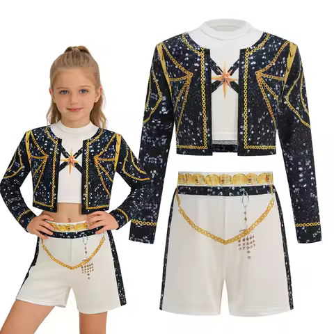 Girls Cosplay Fashion 3 PCS Coat Vest Pant Set Popular Stage Performance Dress Up Uniform Children Singer Show Party Costume