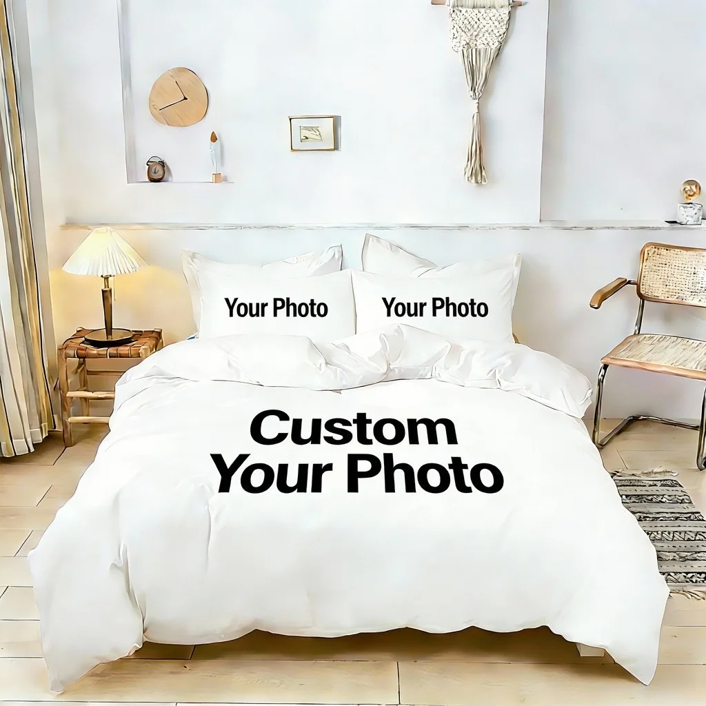 

Custom Your Photo Duvet Cover Set With Pillowcases DIY Bedding Set Full Queen King Size Customized Bedclothes Bedroom Decor