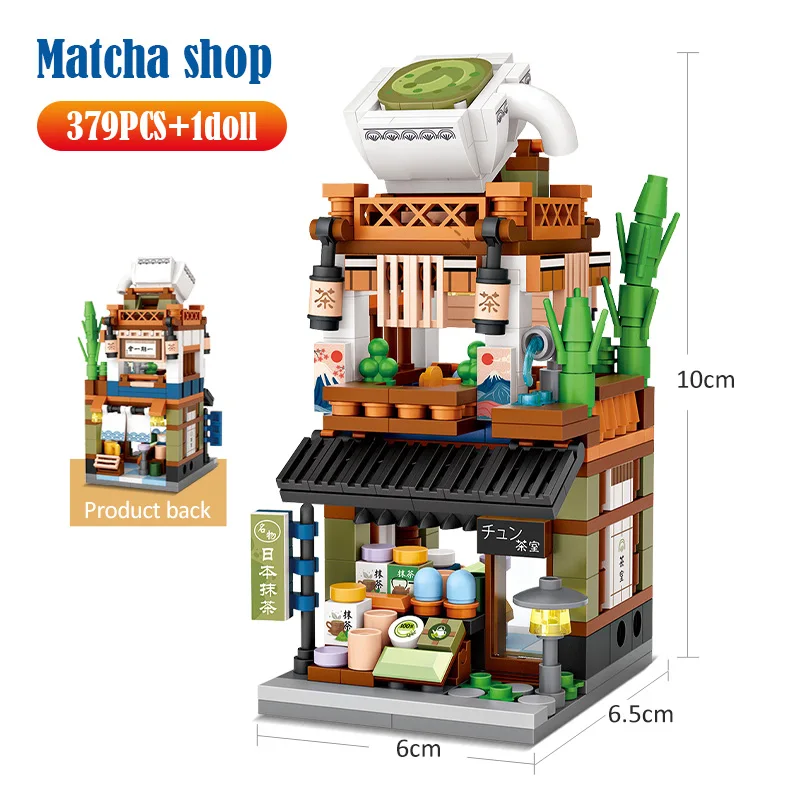 Loz Mini City Street View Japanse 4-in-1 Noodle Shop Huismodel Bouwstenen Vriendenfiguren DIY Stenen Speelgoed Kerstcadeau