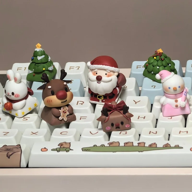 

Предпродажа 8-х рождественских колпачков из смоляной глины, механических колпачков для клавиш, рождественских подарков.