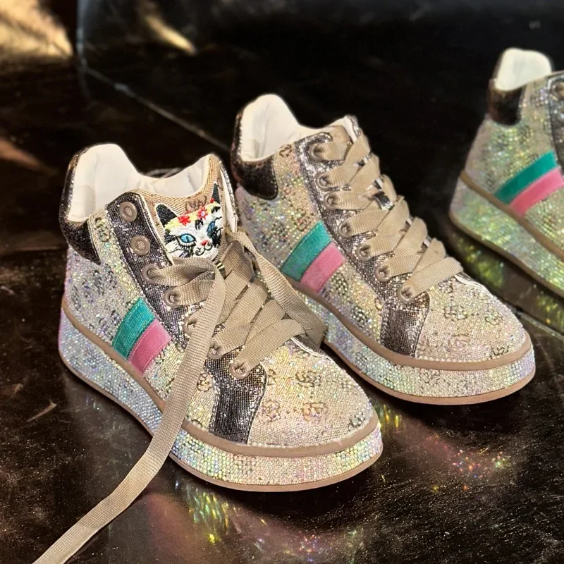 

Women Sneakers 2026 New Sparkles Luxury Platform Designer Shoes for Woman Trainers Rhinestone Fashion Casual Sneakers Women