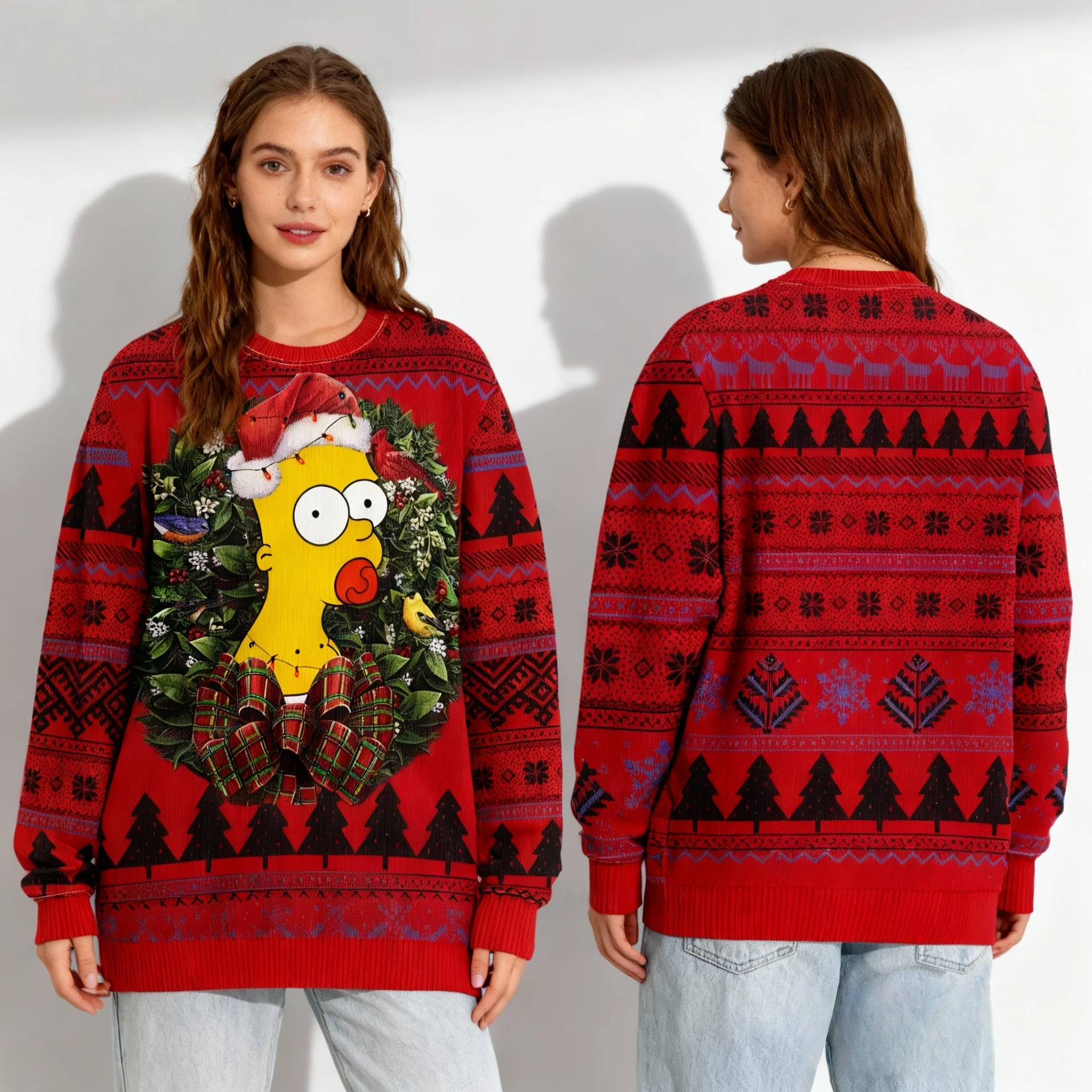 جديد الخريف/الشتاء ديزني جمع عائلة سمبسنز عيد الميلاد الملابس القبيحة ثلاثية الأبعاد مطبوعة الكبار جولة الرقبة هوديس ملابس عصرية #2