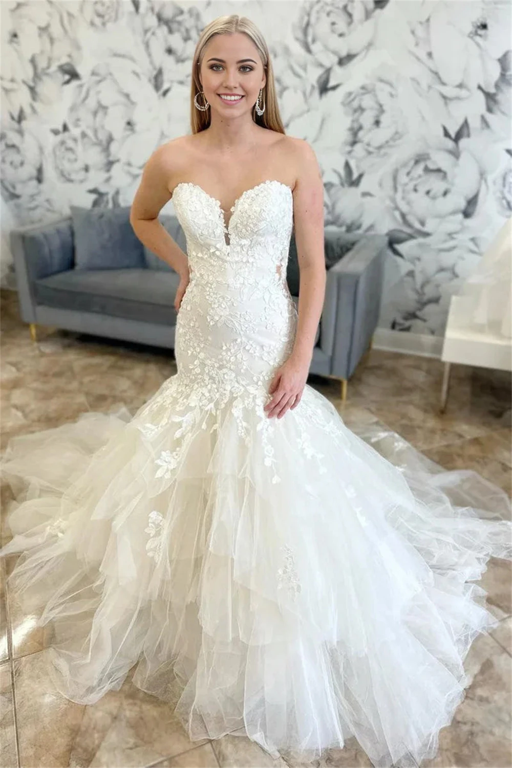 

New Trumpet Wedding Dress Sexy Appliques Lace Sweetheart Mermaid Bridal Gown 2025 Customized